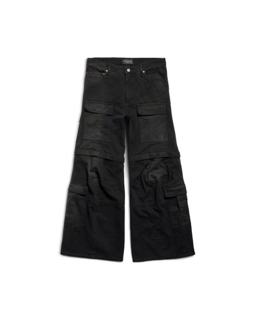 Balenciaga Black Flared Cotton Cargo Trousers