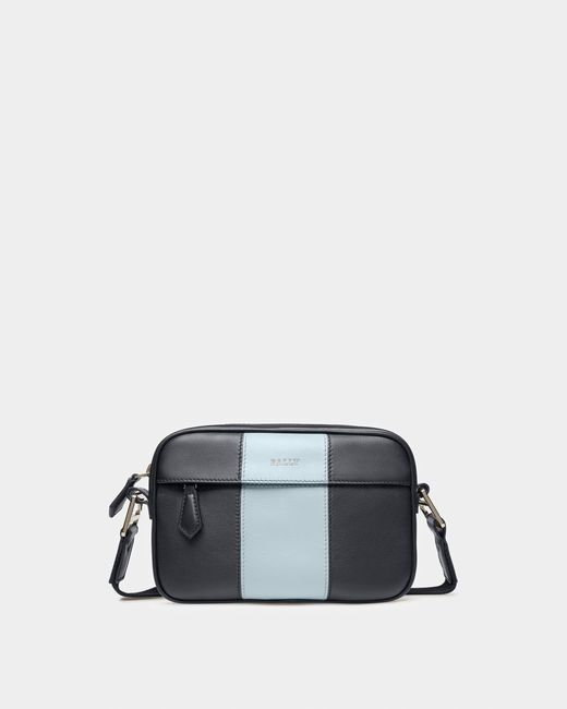 Bally Hal Leather Crossbody In Midnight Blue And Light Blue for