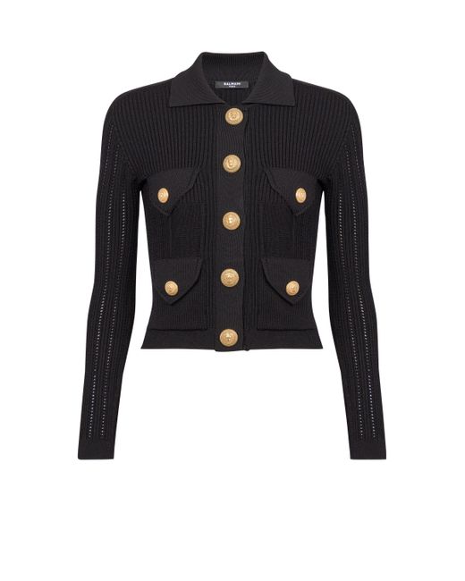 Balmain Black Buttoned Knit Cardigan