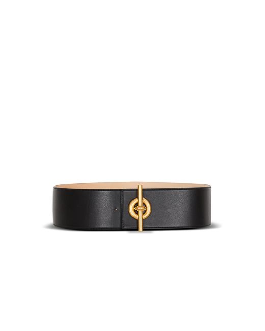 Balmain White Calfskin T-Bar Belt