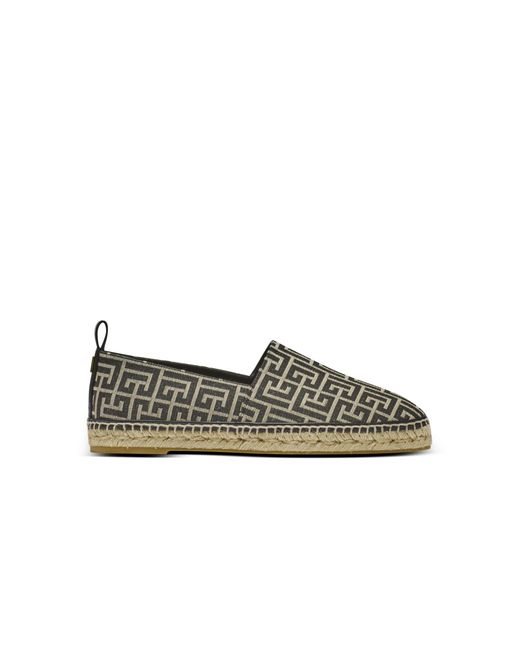 Balmain Green Monogram Jacquard Espadrilles for men
