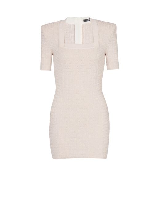 Robe En Maille Pb Labyrinthe Balmain en coloris White