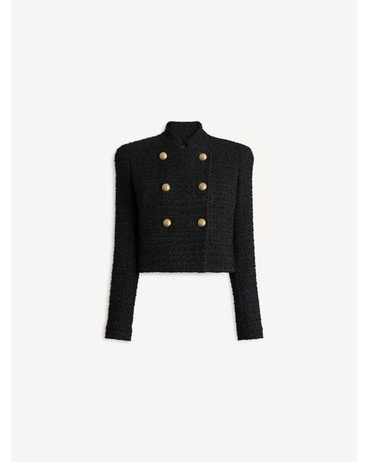 Balmain Black Tweed Officer Jacket