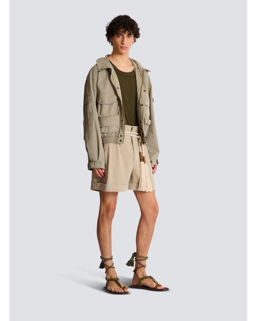 Balmain Natural Stamp Cargo Jacket for men