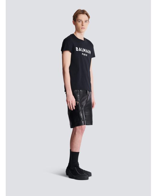 Balmain Black T-Shirt With Paris Print for men