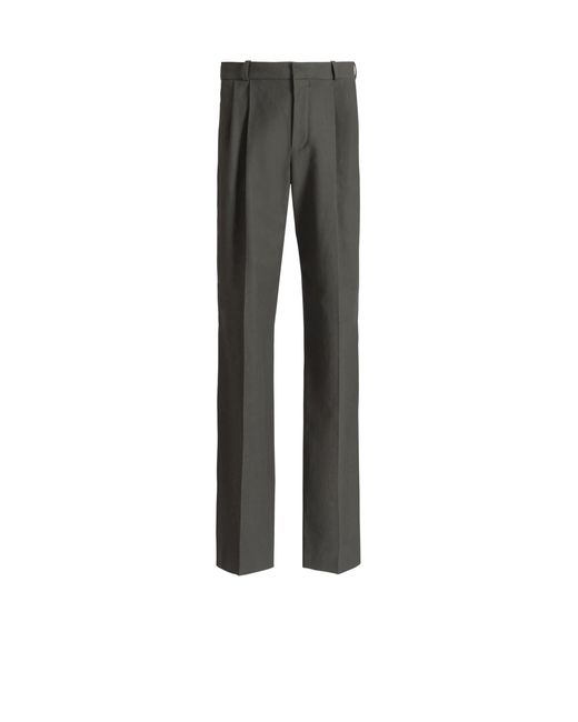 Balmain Gray Cotton Twill Trousers for men