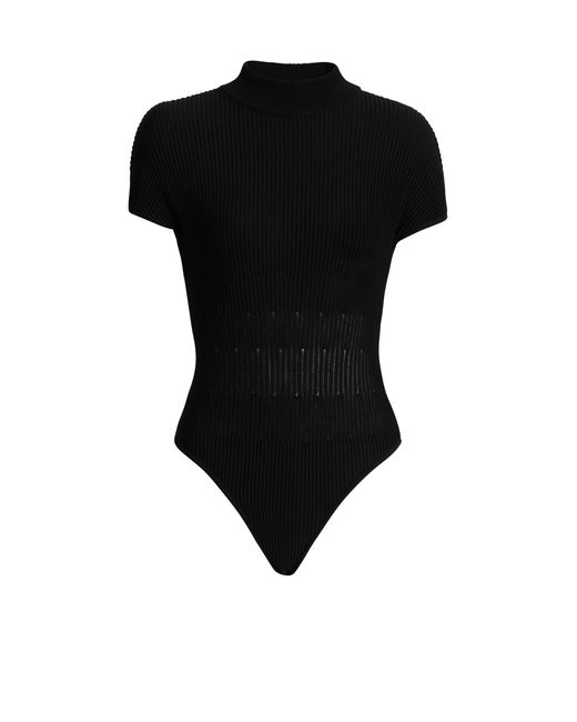 Balmain Black Ribbed Knit Bodysuit