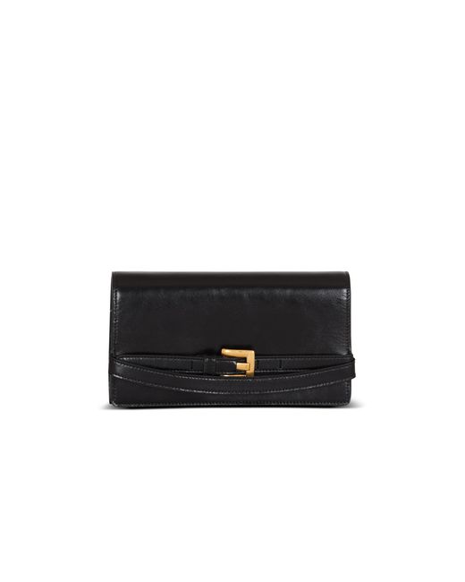 Balmain Black Shuffle Calfskin Wallet With Chain