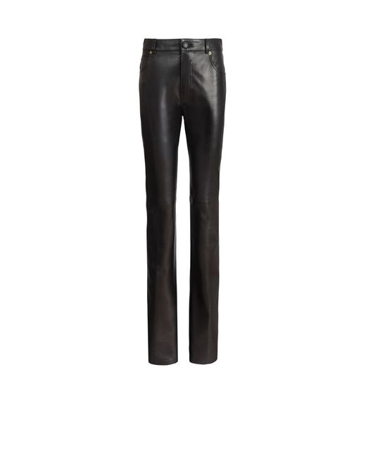 Balmain Black Leather High-Waisted Trousers