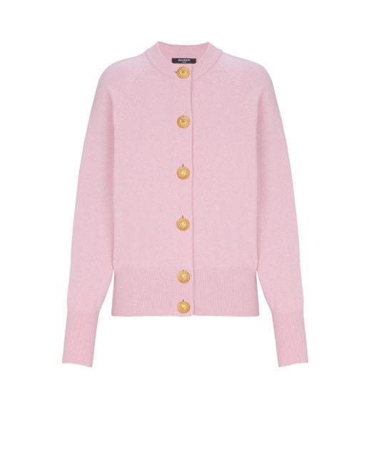 Cardigan Con Bottoni di Balmain in Pink
