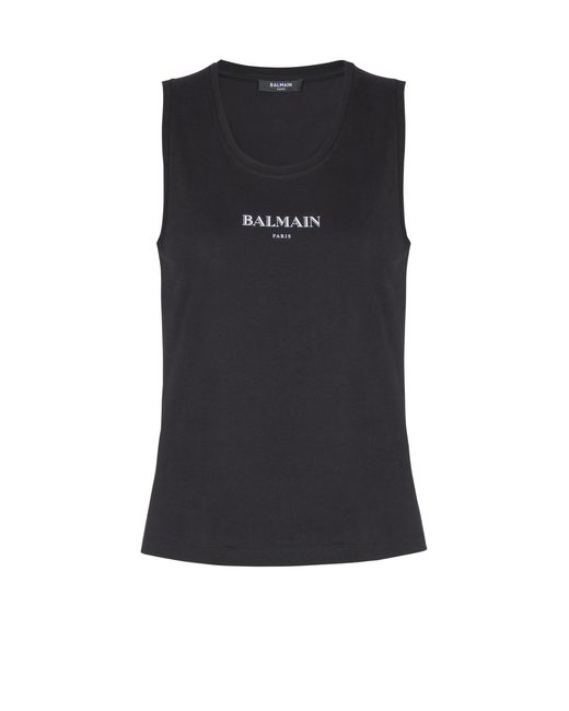 Balmain Black Tank Top With Print