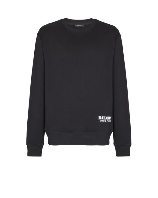 Balmain Black Small Stamp Printed Sweatshirt for men
