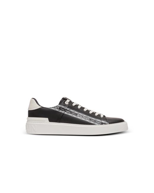 Balmain White B-Court Printed Calfskin Sneakers for men