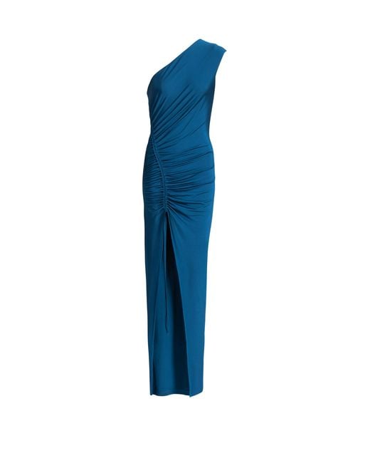 Balmain Blue Long Draped Jersey Dress