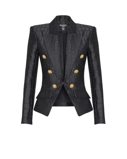 Veste 6 Boutons En Jacquard Croco Balmain en coloris Black