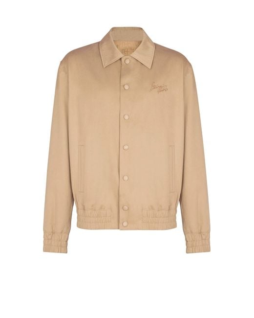 Balmain Natural Cotton Canvas Bomber Jacket for men