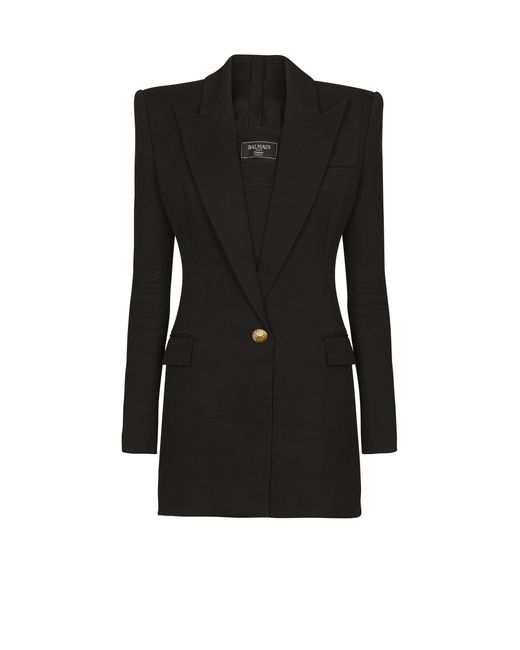 Balmain Black Tailored Two Pockets Double-Collar Mini Dress