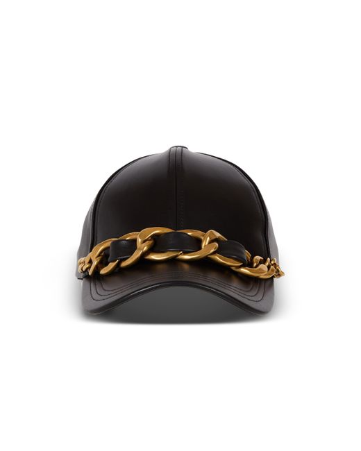 Balmain Black Lambskin Cap With Chain
