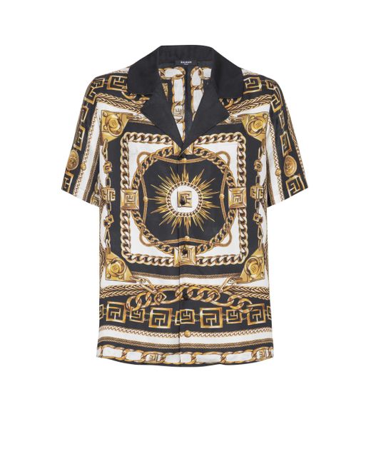 Balmain Gray Printed Pyjama Shirt With Foulard Chaînes Pattern for men