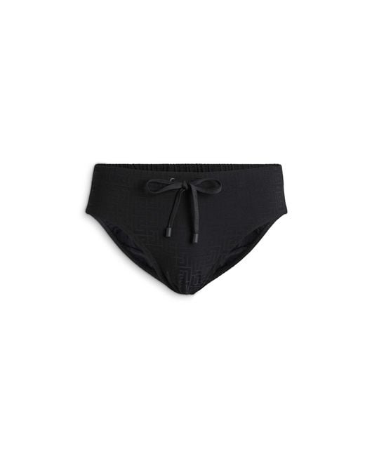Balmain Black Monogram Swim Briefs for men