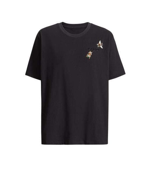 Balmain Black Embroidered Insect T-Shirt for men