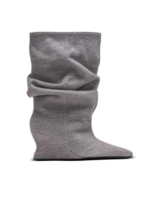 Balmain Gray Wedge Ankle Boots