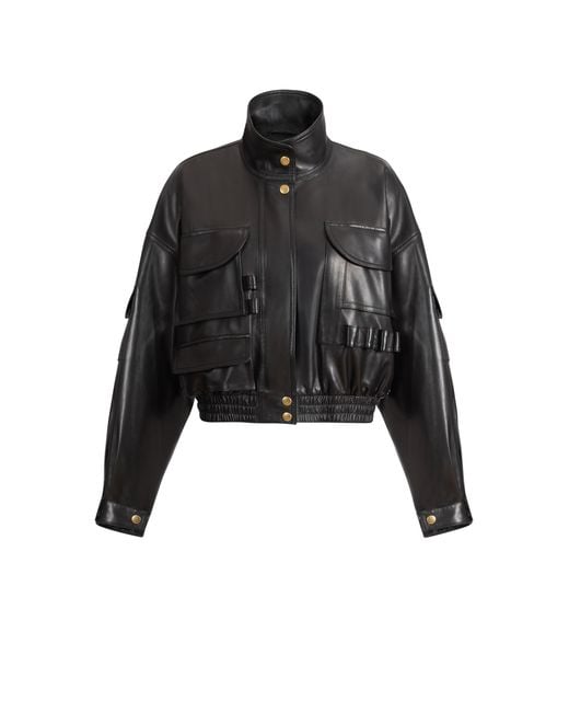Balmain Black Lambskin Bomber Jacket
