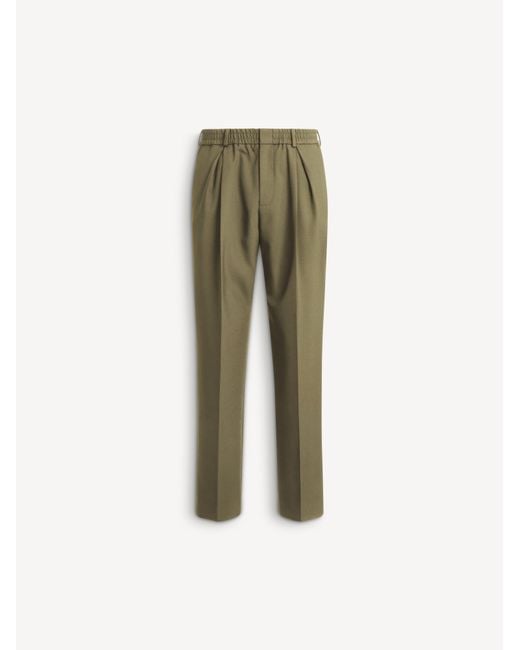 Balmain Green Wool Trousers With Elasticated Waist for men
