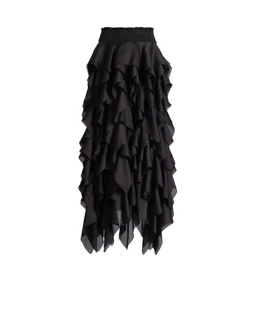 Balmain Black Long Ruffled Skirt