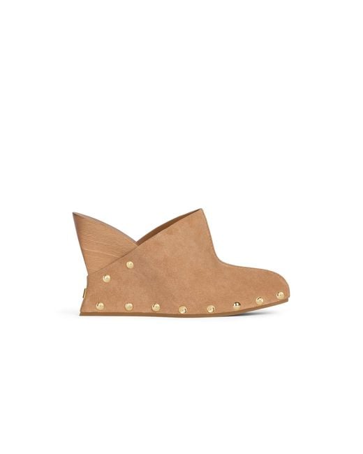 Balmain White Wedge Clogs