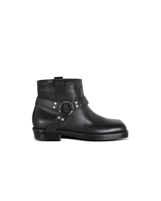 Balmain Black Calfskin Leather Biker Ankle Boots for men