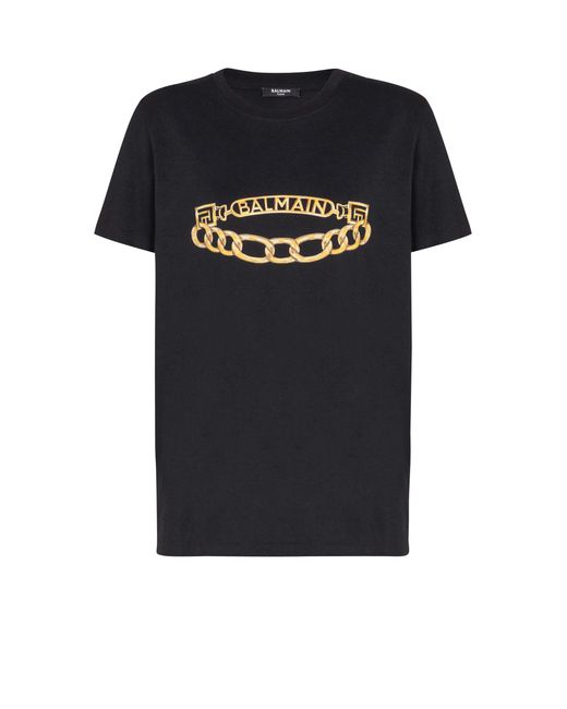 T-Shirt À Manches Courtes Imprimé Chaînes Balmain en coloris Black