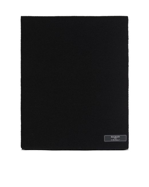 Balmain Black Paris Wool Scarf for men