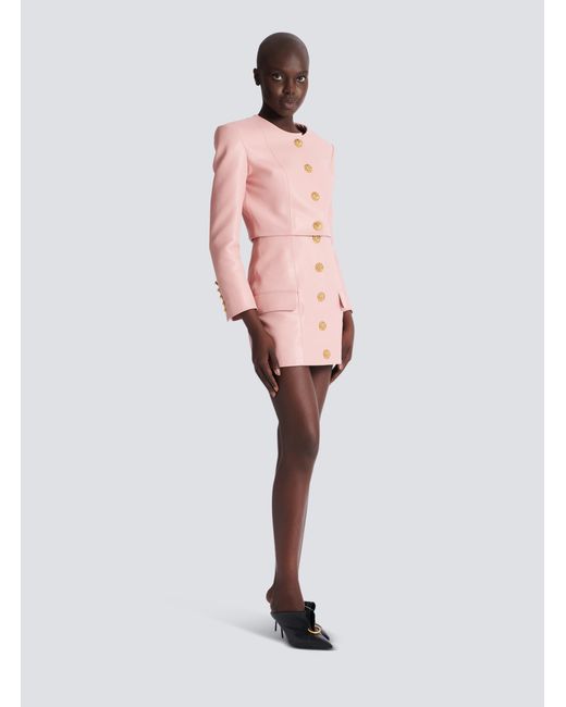 Balmain Pink Leather Jacket