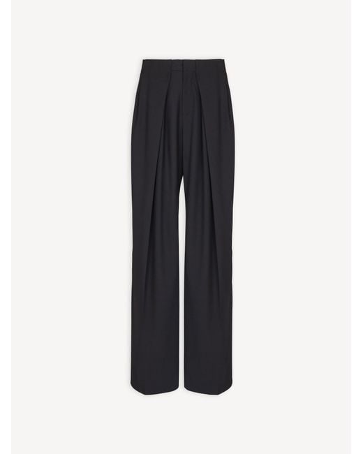Balmain Blue Wool Twill Trousers With Wide Knife Pleats for men