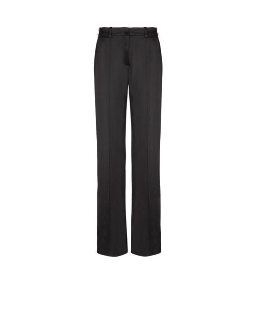 Balmain Black Gerade Geschnittene Anzughose Aus Satin