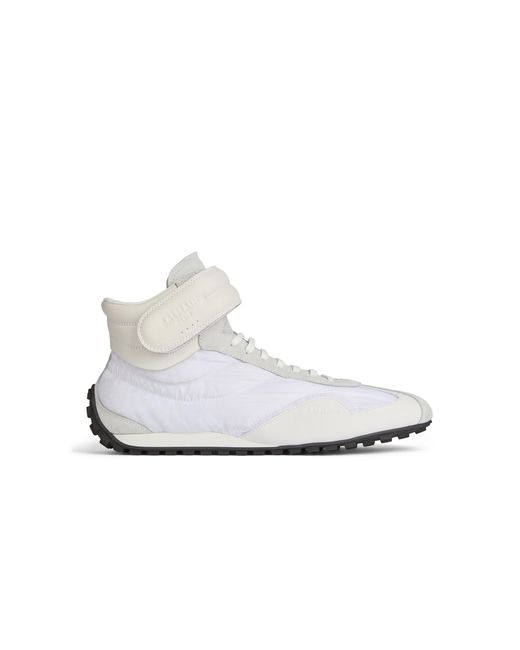 Balmain White Racing Mid-Top Trainers for men