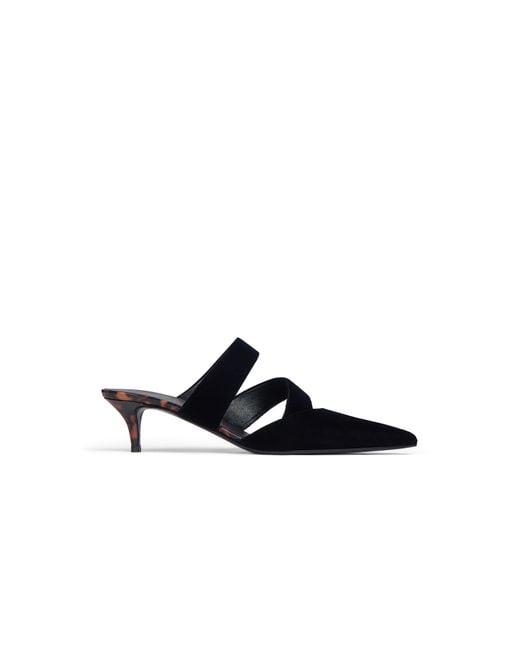 Balmain White Velvet And Printed Patent Leather Mules