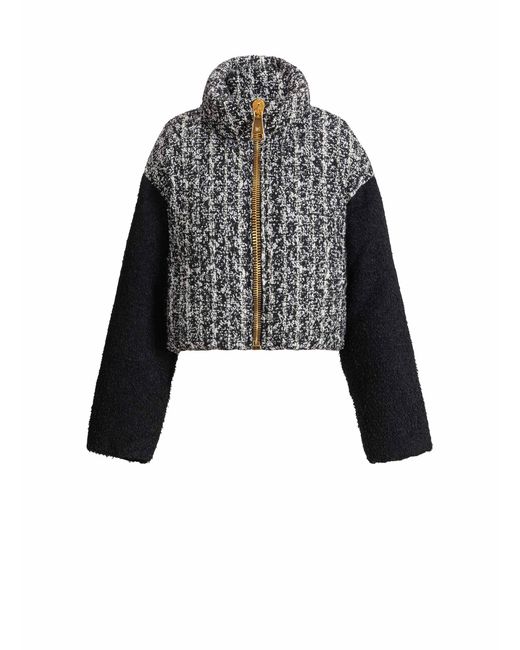 Balmain Black Padded Two-Tone Tweed Jacket
