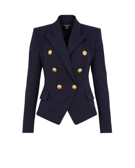 Balmain Blue Fitted Wool 6-Buttons Jacket