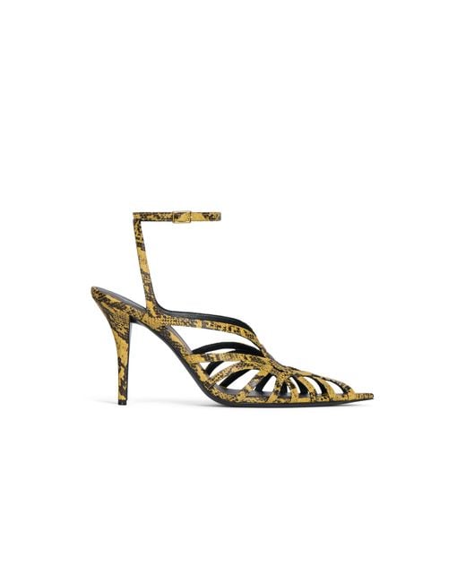 Balmain Metallic Python-Effect Leather Cage Sandals