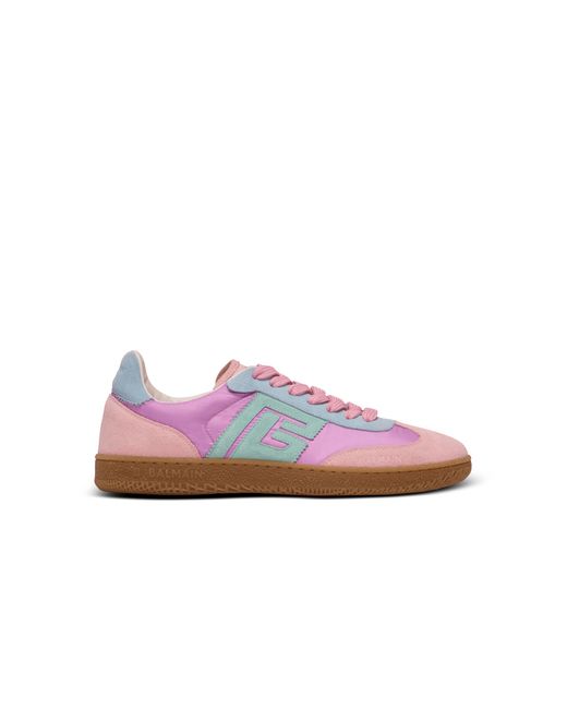 Balmain Pink Swan Suede And Nylon Sneakers