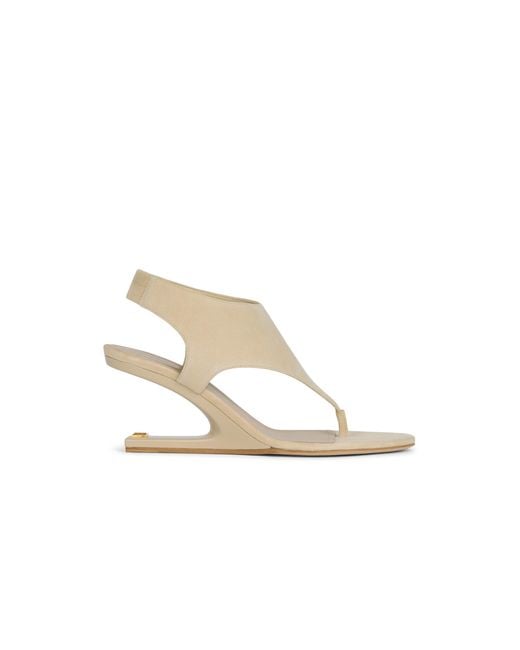Balmain White No Wedge Suede Sandals