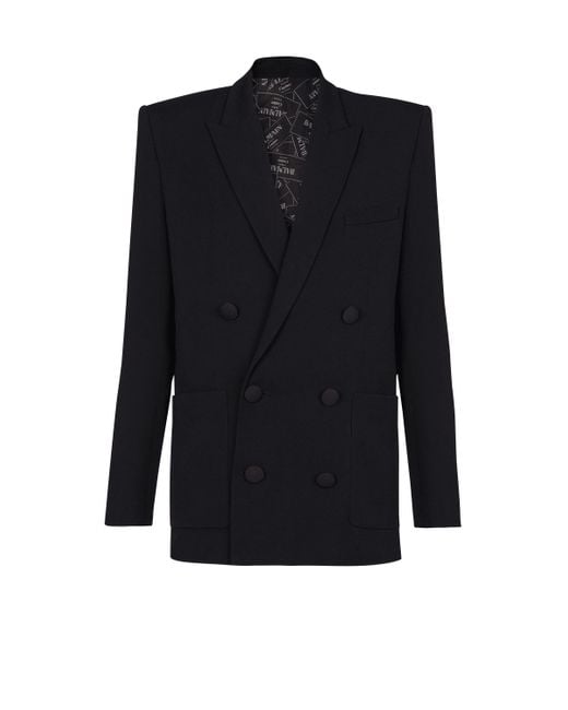 Balmain Blue Grain De Poudre Blazer for men