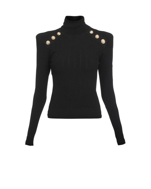 Balmain Black Knit Jumper With Buttons