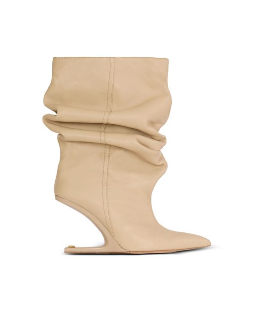Balmain White No Wedge Smooth Leather Ankle Boots