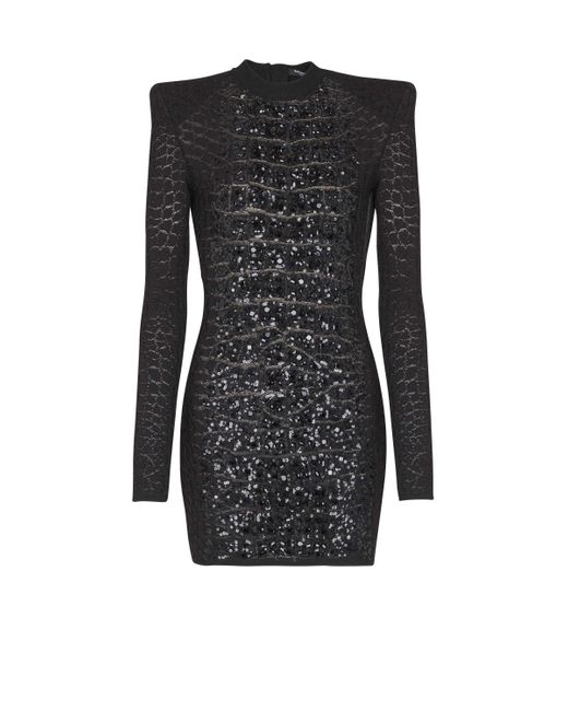 Balmain Black Short Sequin Dress