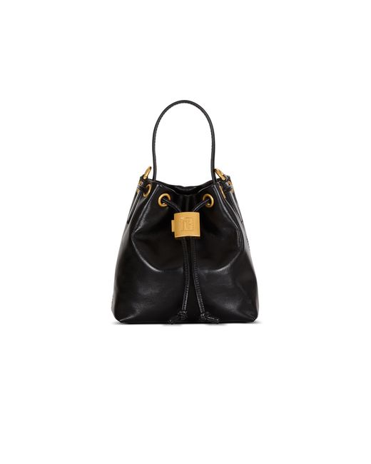 Balmain Black Mini Pulse Bucket Bag
