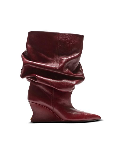 Balmain Red Wedge Ankle Boots