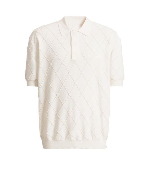 Balmain White Vintage Knit Polo for men